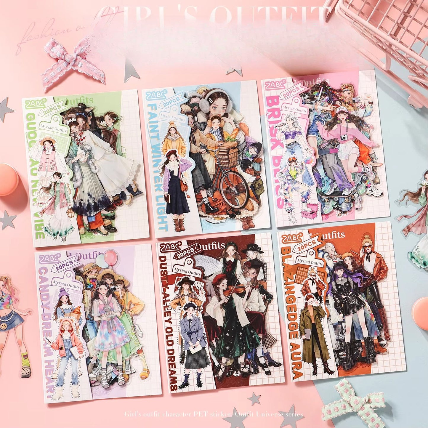 20 Pcs Endless Outfit Combinations Girl Character Journaling Stickers