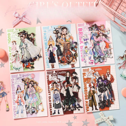 20 Pcs Endless Outfit Combinations Girl Character Journaling Stickers