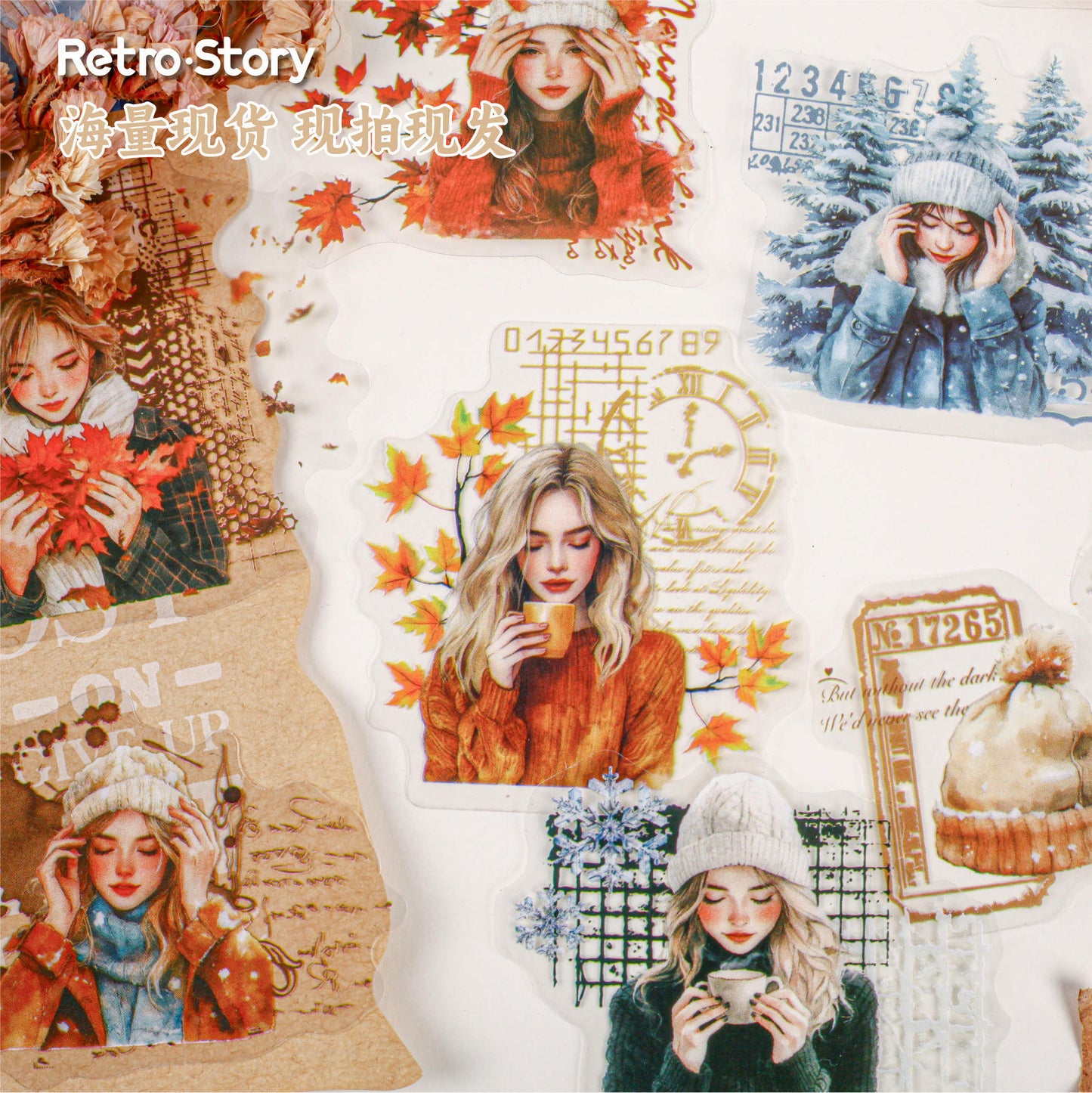 16 Pcs Winter Warmth Series Winter Girls Character Theme Stickers