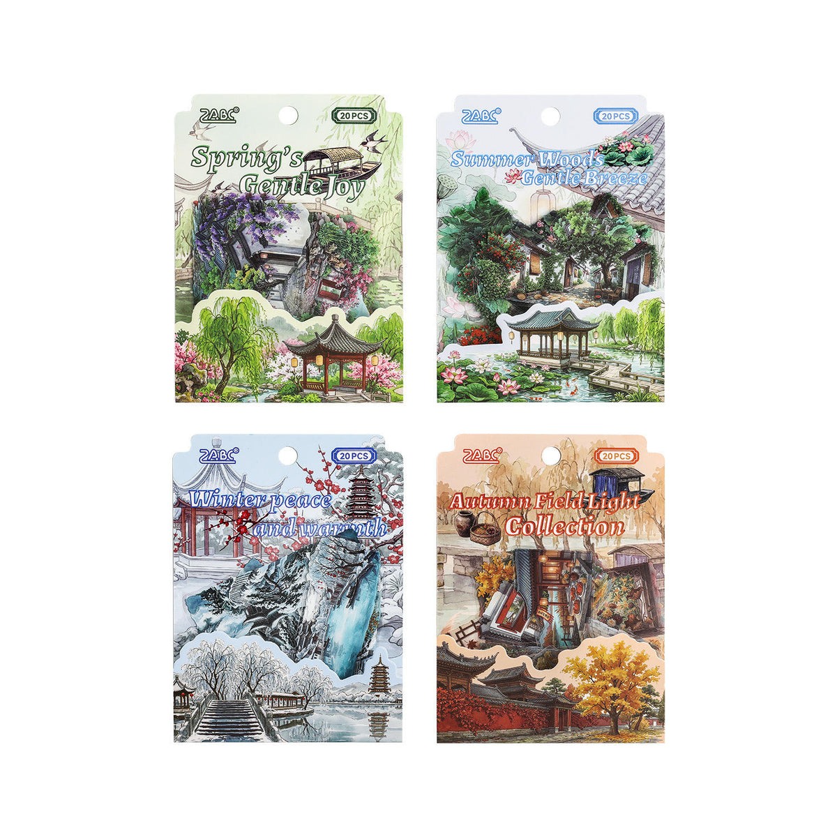 20 Pcs Four Seasons Series Retro Landscape Stickers