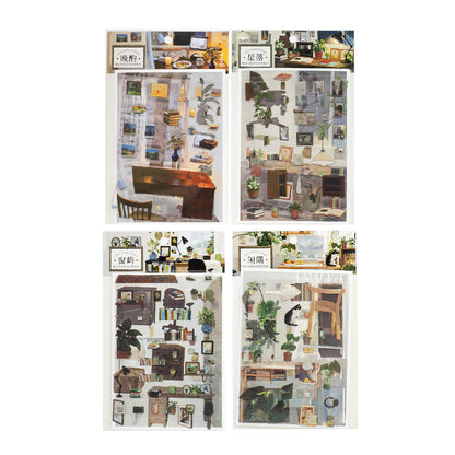 3 Sheets Window Scenery Series Scrapbooking Stickers