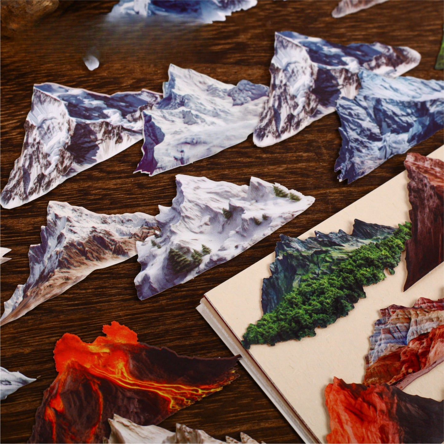 16 Pcs Mountain Series Hill Stickers for Journaling