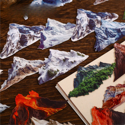 16 Pcs Mountain Series Hill Stickers for Journaling