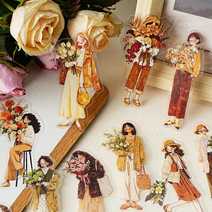 15 Pcs When the Wind Meets the Flowers Series Character Stickers