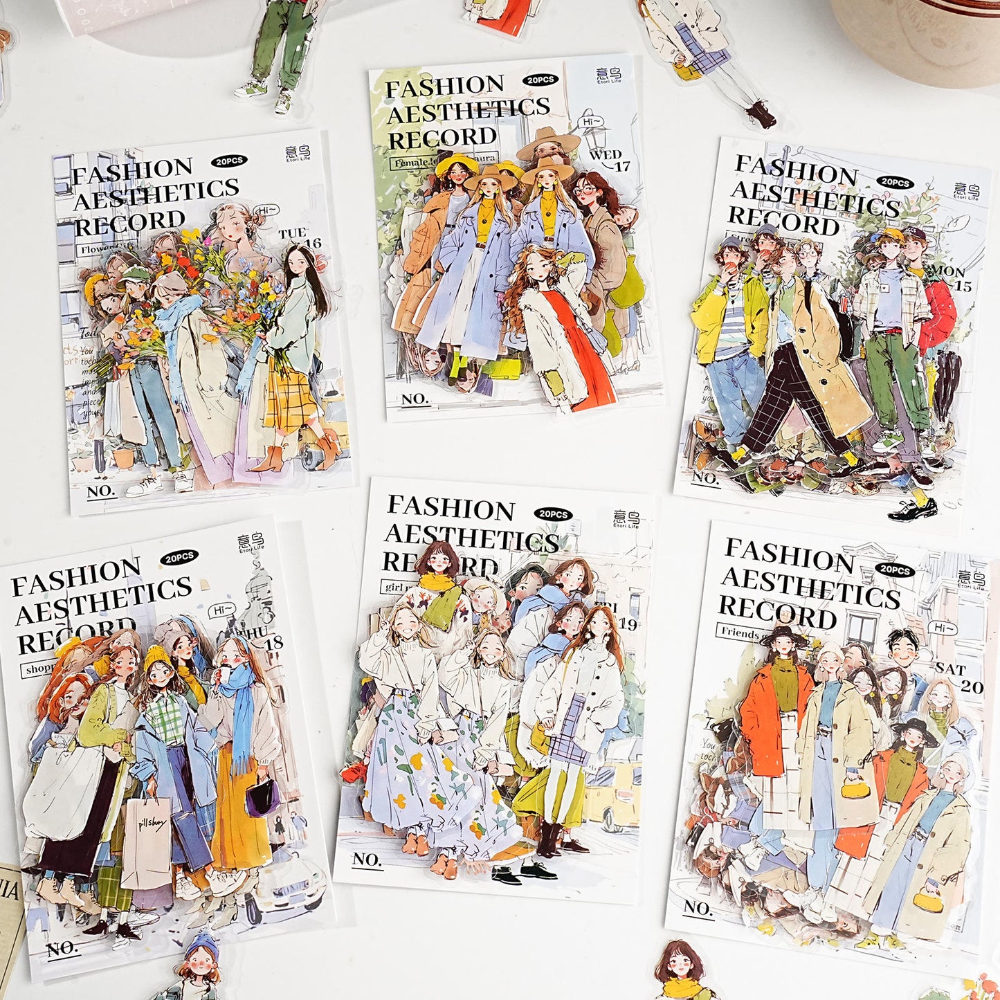 20 Pcs Fashion Aesthetics Series Character Stickers for Journaling