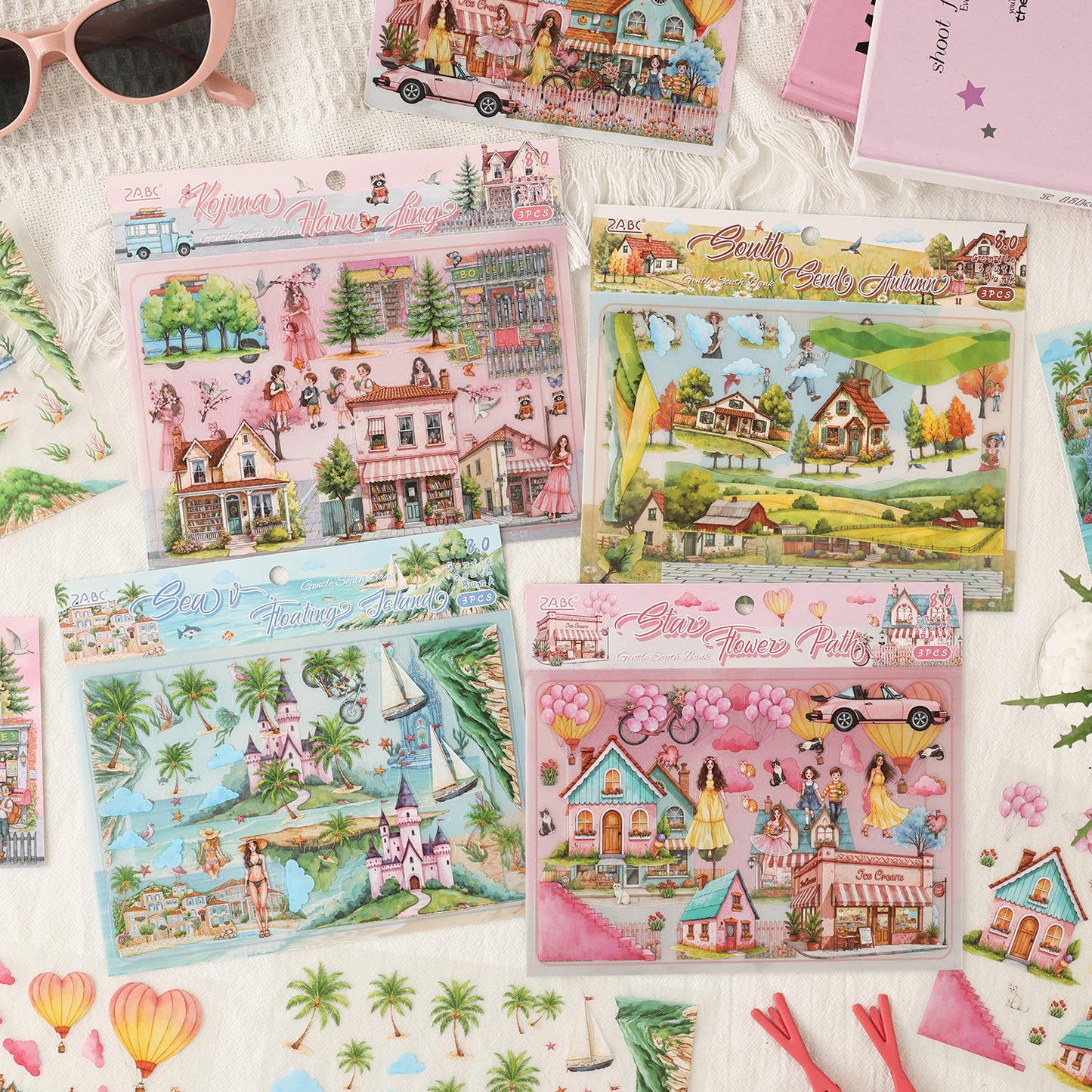 3 Sheets Gentle South Shore Creative Scenery 3D Stickers