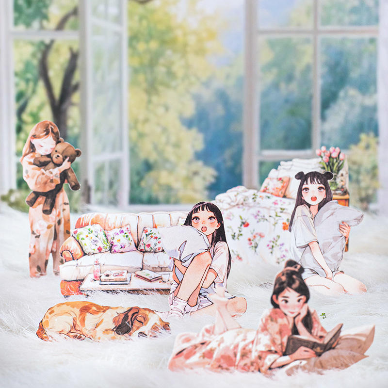 100 Pcs Lie Flat Plan Series Character Scenery Sticker Box
