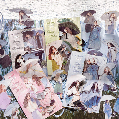 30 Pcs Rain Overture Series Vintage Umbrella Character stickers