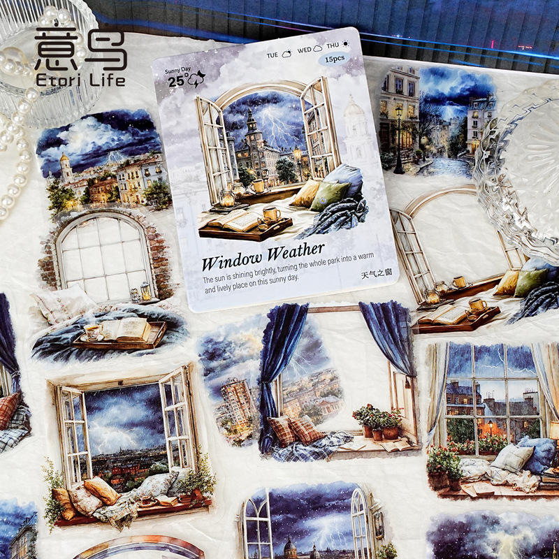 15 Pcs Weather Window Series Natural Landscape Scenery Sticker