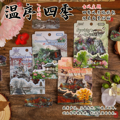 20 Pcs Four Seasons Series Retro Landscape Stickers