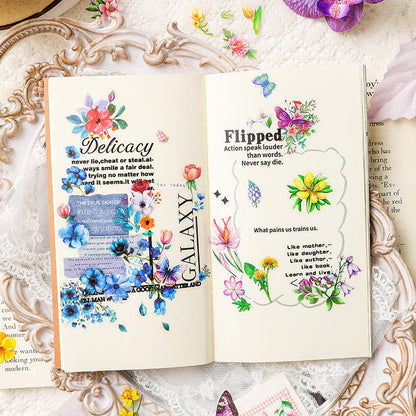 10 sheets Flow Flower Language Pet Sticker Sheets