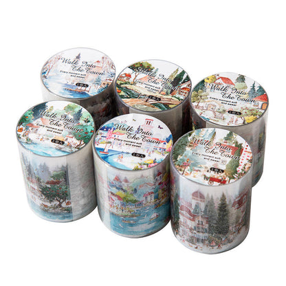 1 roll Walking Through the Town Series Watercolor Fairy Tale Tape