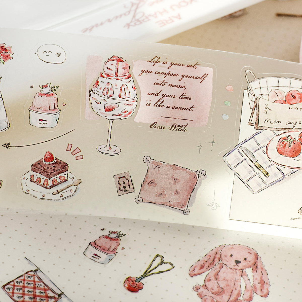 1 Roll Four Times of The Day Series Instagram Style Hand Drawn Artistic Journal Tape