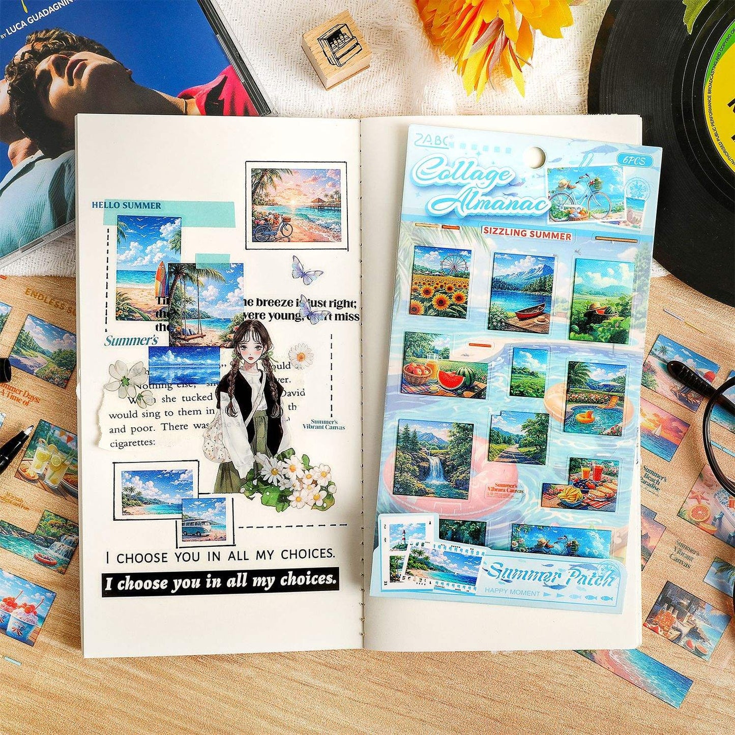 6 Sheets Collage Chronicles Series Decorative Landscaping Stickers