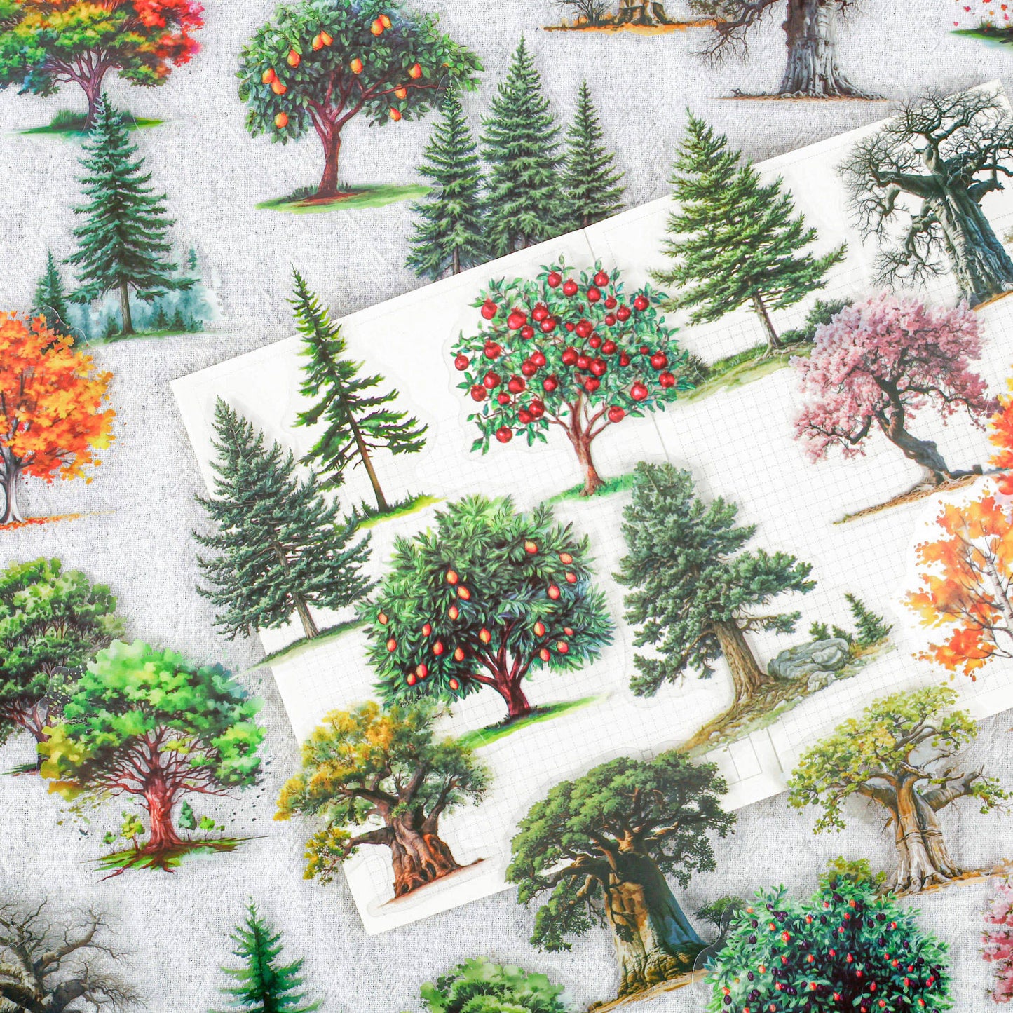 15 Pcs Branching Series Creative Tree Pattern Stickers for Journaling