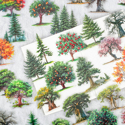 15 Pcs Branching Series Creative Tree Pattern Stickers for Journaling