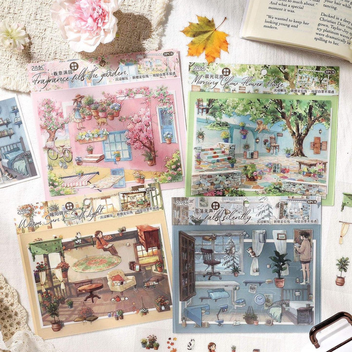 3 Sheets Floating Light Collection Decorative 3D Stickers