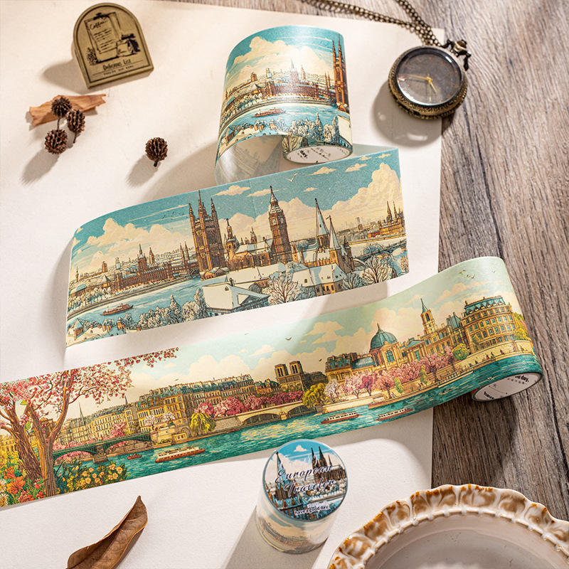 1 Roll Travel Scenery Themed  European Traveler Series Retro Washi Tape