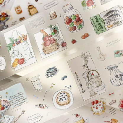 1 Roll Four Times of The Day Series Instagram Style Hand Drawn Artistic Journal Tape