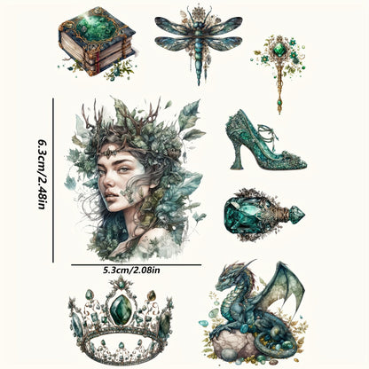 3 Sheets Vintage Emerald City Die Cut Stickers for Scrapbooking