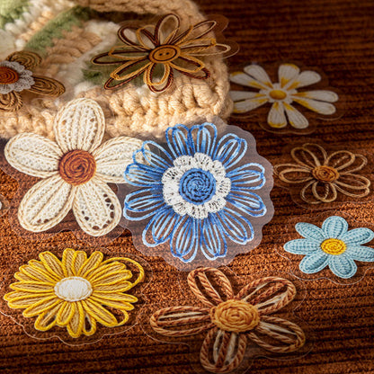 40 Pcs Crocheted Flowers Series Vintage Embroidered Flowers Stickers