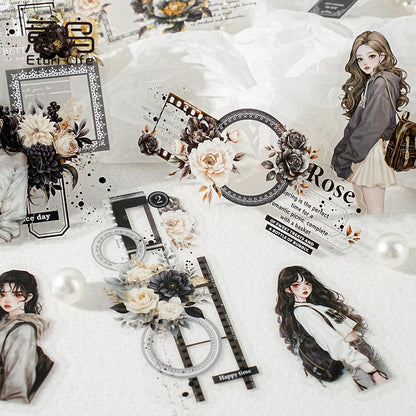 10 Pcs Romantic Deconstruction Series Light Retro Girl PET Strip Collage Sticker