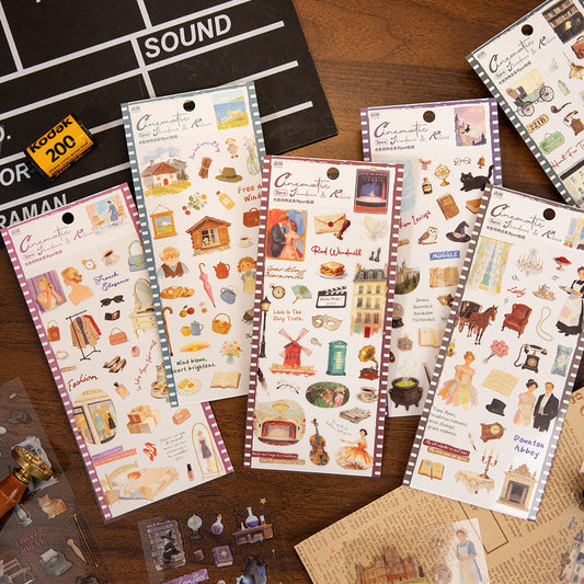 2 Sheets Light and Shadow Scenery Vintage American Style Stickers