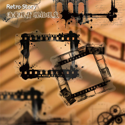 16 Pcs Black and White Film Frame Series Vintage border Stickers