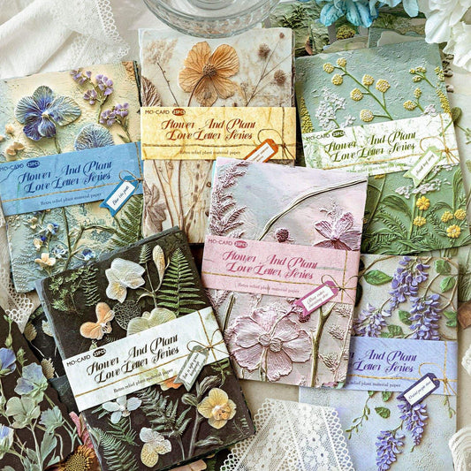 23 Pcs Flower and Grass Love Letter Series Vintage Relief Floral Material Paper