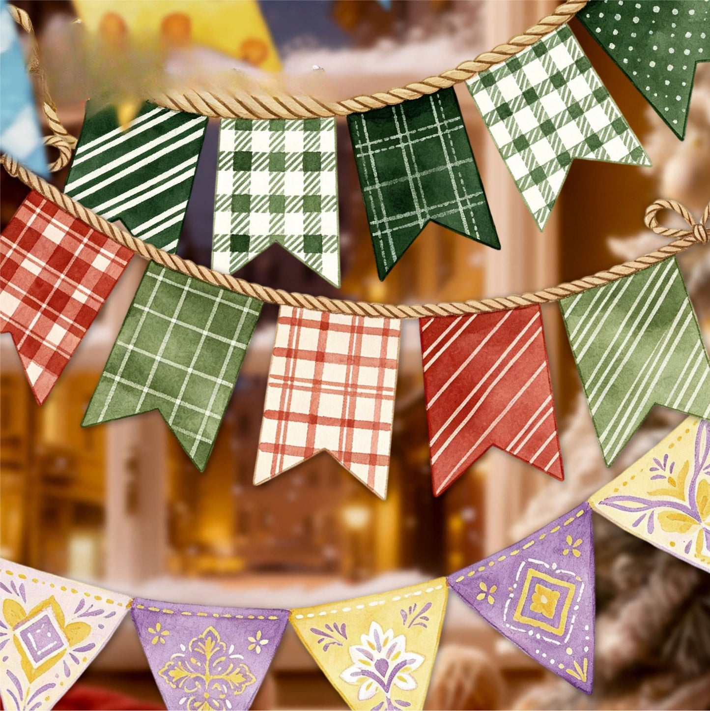 16 Pcs Colorful Flags Series Festive-themed Celebration Stickers