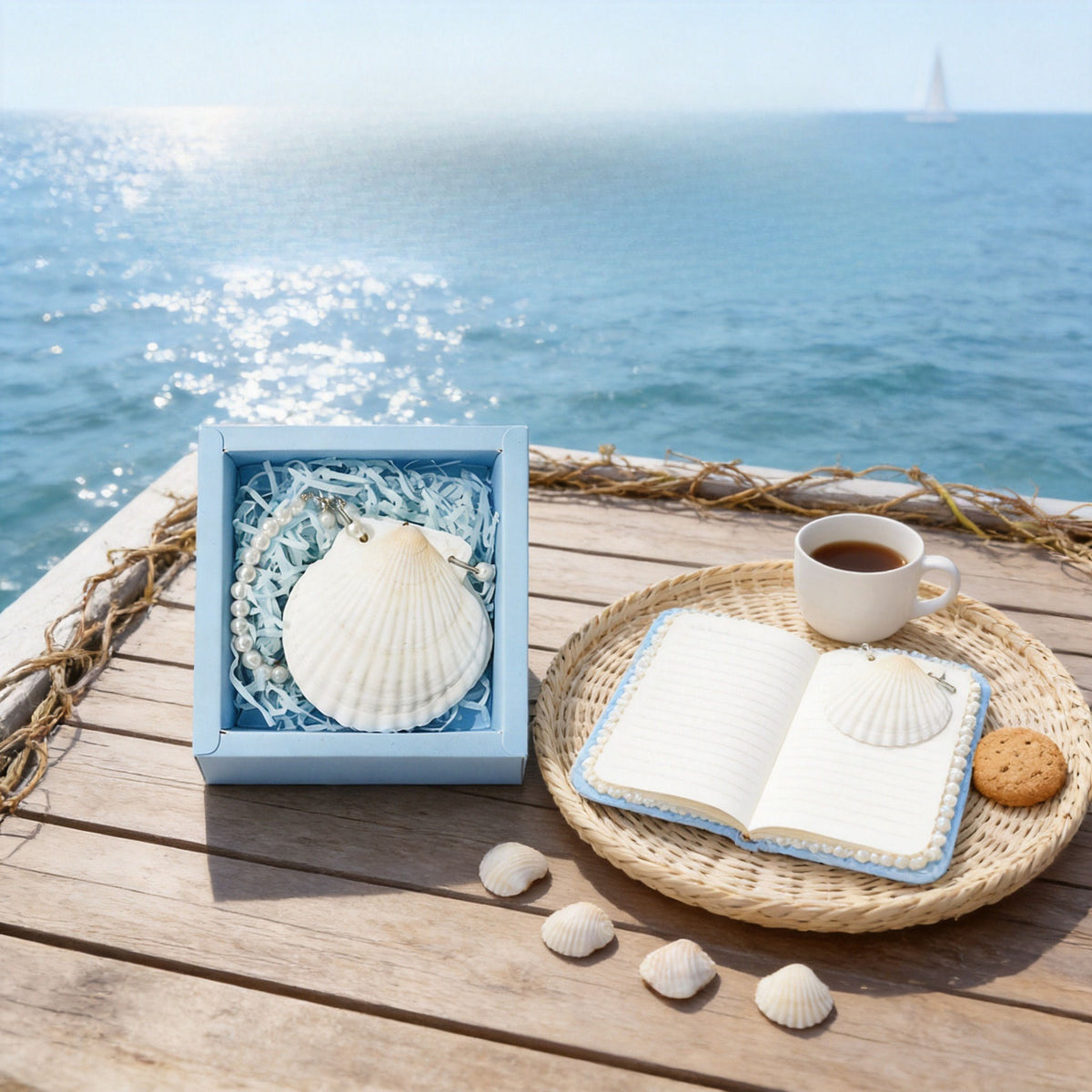 1 Pure White Seashells Handcrafted Eco Friendly Seaside Souvenir Journal