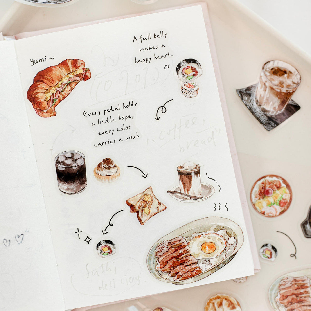 1 Sheet Daily Journal Series Lightly Retro Journal Background Stickers