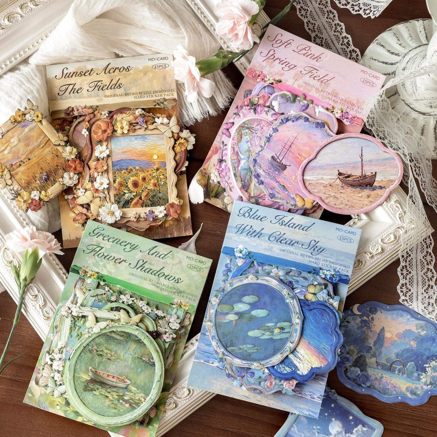 15 Pcs Monet Picture Frame Series Vintage style Creative Stickers