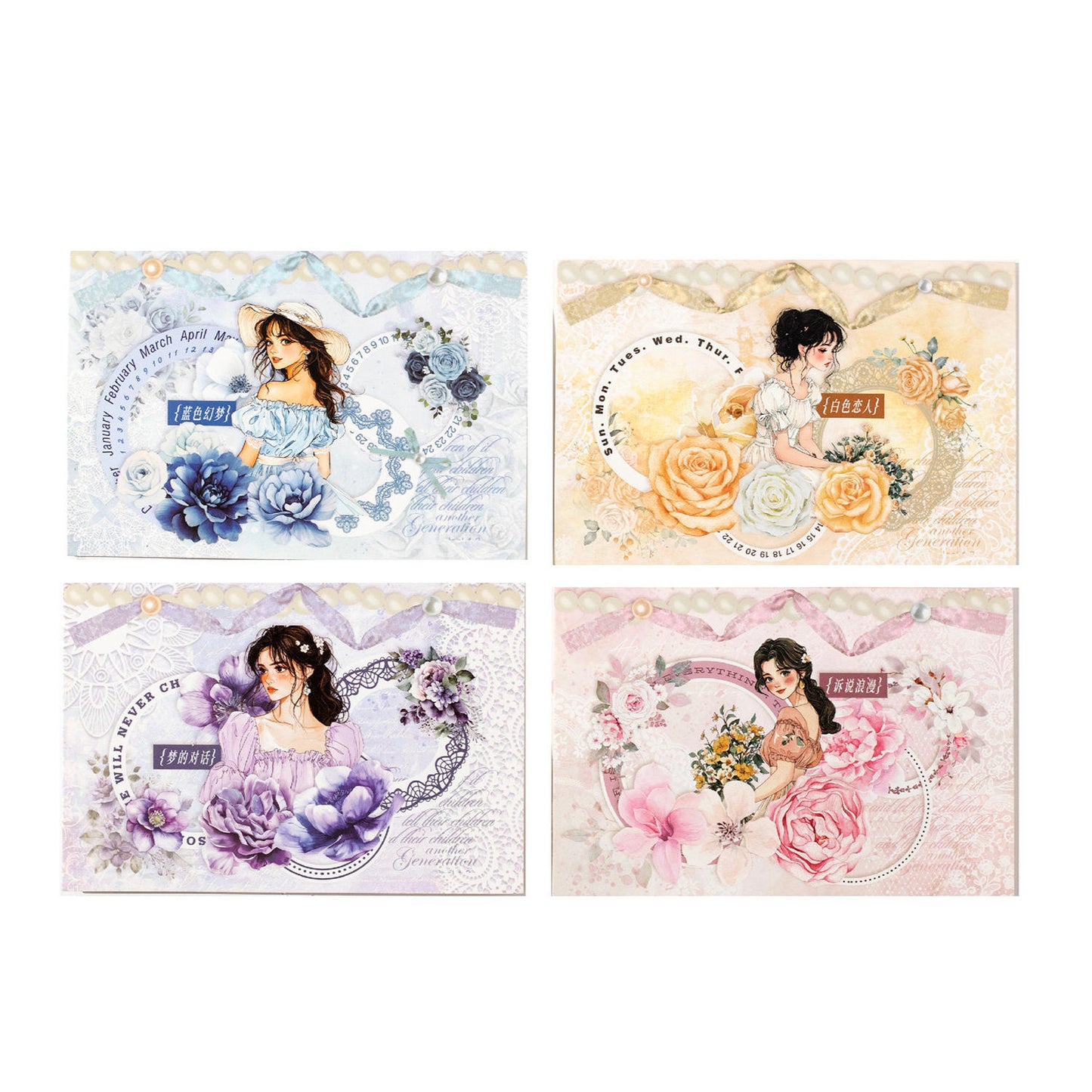 25 pcs Going Where There Are Roses Series Character Flower Stickers