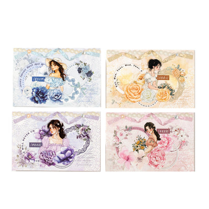 25 pcs Going Where There Are Roses Series Character Flower Stickers