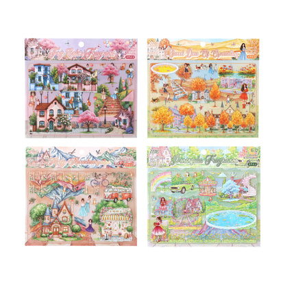 3 Sheets/pack Floral Garden Travel Miniature Scene 3D Stickers for Scrapbooking