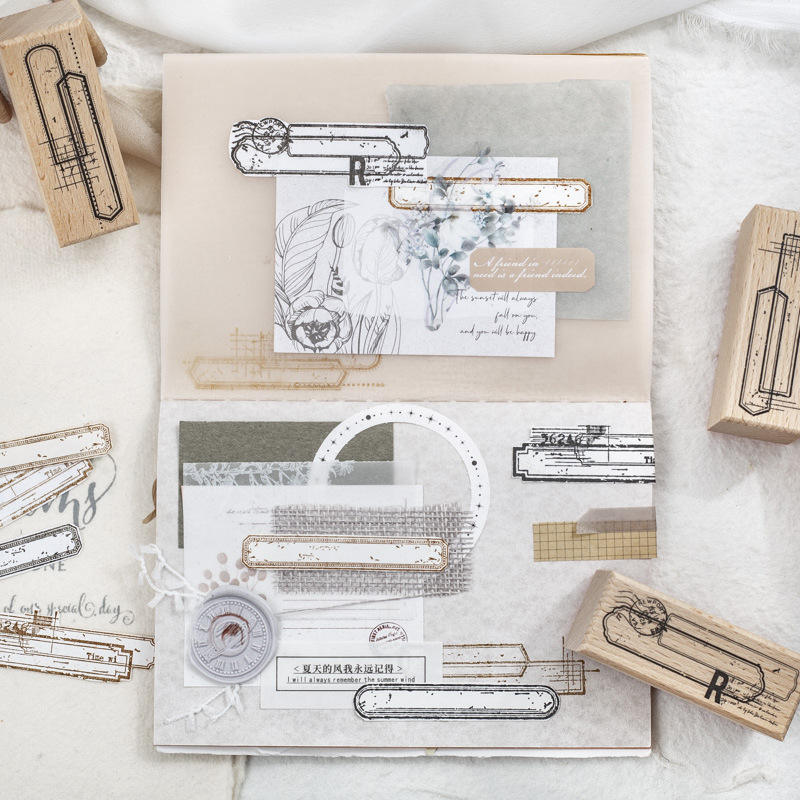 1 Pc Border Stamps Series Small Wooden Rubber stamp for scrapbook