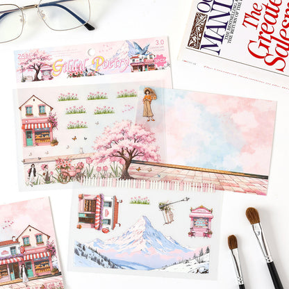 3pcs/pack Patrol Season Illustrated Scenic Stickers