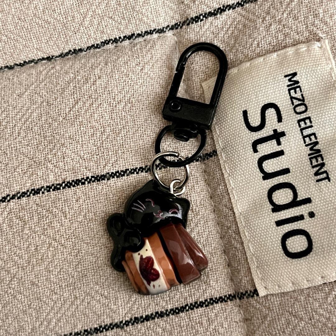 1 Pc Cute Black Cat Coffee Keychain Cute Charms