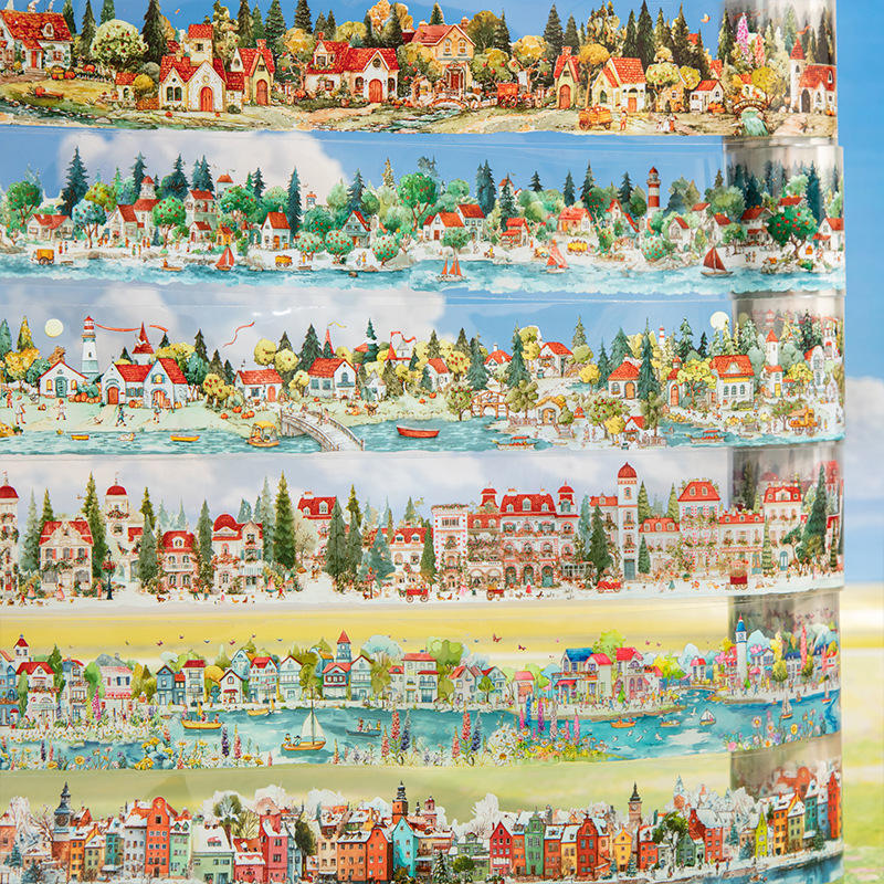 1 roll Walking Through the Town Series Watercolor Fairy Tale Tape