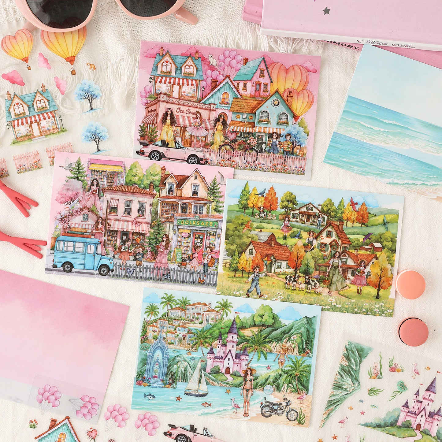 3 Sheets Gentle South Shore Creative Scenery 3D Stickers