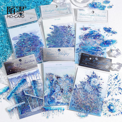 20 pcs Ice Crystal PET Stereoscopic Laser Silver Sticker Pack