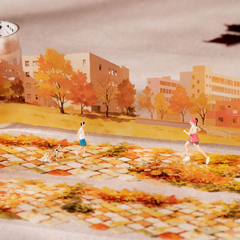 1 Roll Maple-Lined Path Series Autumn Scenery Landscape Tape