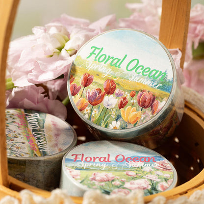 1 roll of Flower Sea Series Flower Blossom Theme Journaling Tape