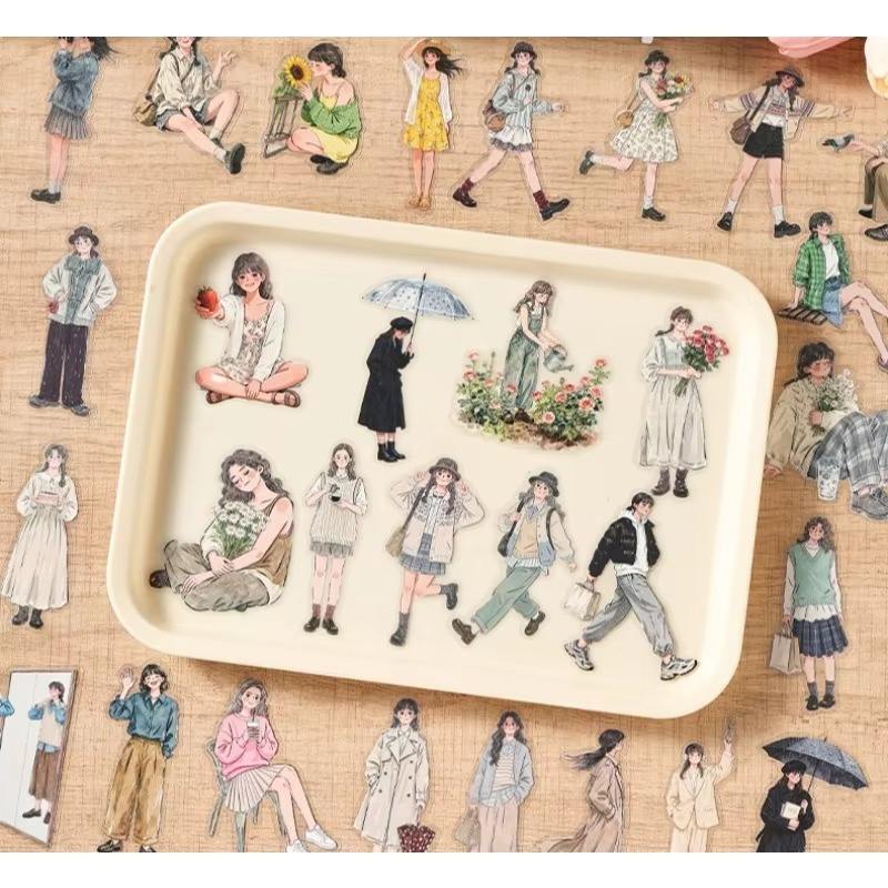 15 Pcs A Moment in Daily Life Series Cute Character Stickers for Journaling