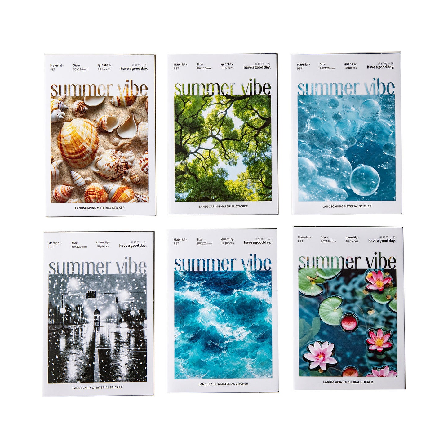 10 Sheets Summer Vibes Collection scenery elements journaling stickers