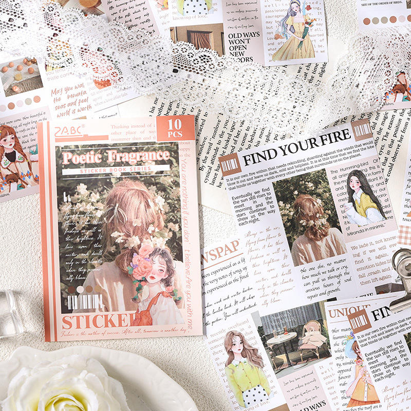 10 Sheets A Girl's Thoughts Series Retro Scrapbooking Paper