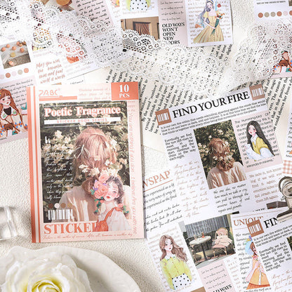 10 Sheets A Girl's Thoughts Series Retro Scrapbooking Paper