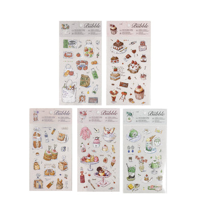 4 Sheets Foam Holiday Series Watercolor Food Decorative Stickers