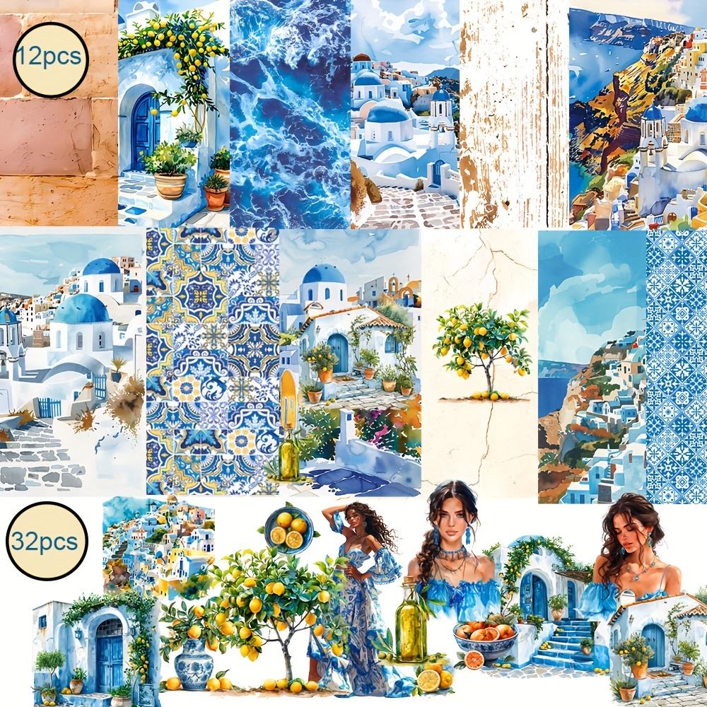 Mediterranean Summer Vibe Scrapbook Paper Set for Paper Craft